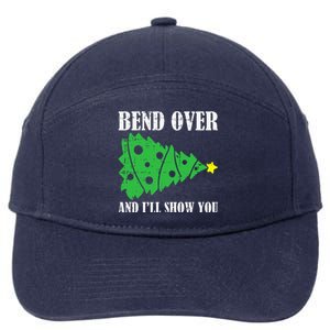 Bend Over And Ill Show You Christmas Pajama Funny Xmas Humor 7-Panel Snapback Hat