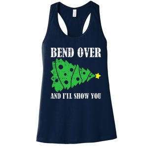 Bend Over And Ill Show You Christmas Pajama Funny Xmas Humor Women's Racerback Tank