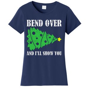 Bend Over And Ill Show You Christmas Pajama Funny Xmas Humor Women's T-Shirt