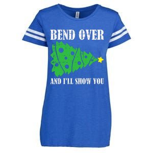 Bend Over And Ill Show You Christmas Pajama Funny Xmas Humor Enza Ladies Jersey Football T-Shirt