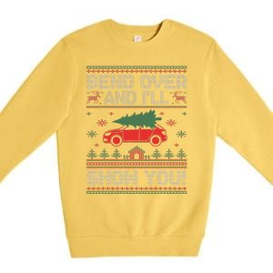 Bend Over And I'll Show You Ugly Christmas Couple Matching  Premium Crewneck Sweatshirt