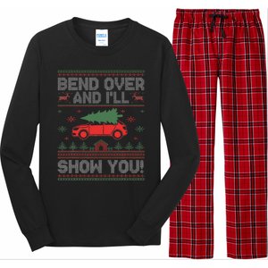 Bend Over And I'll Show You Ugly Christmas Couple Matching  Long Sleeve Pajama Set