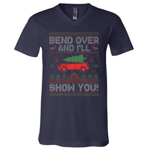 Bend Over And I'll Show You Ugly Christmas Couple Matching  V-Neck T-Shirt