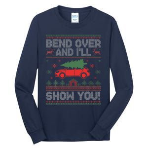 Bend Over And I'll Show You Ugly Christmas Couple Matching  Tall Long Sleeve T-Shirt