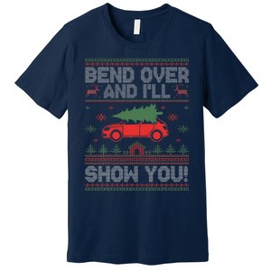 Bend Over And I'll Show You Ugly Christmas Couple Matching  Premium T-Shirt