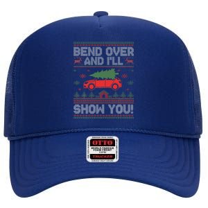 Bend Over And I'll Show You Ugly Christmas Couple Matching  High Crown Mesh Back Trucker Hat