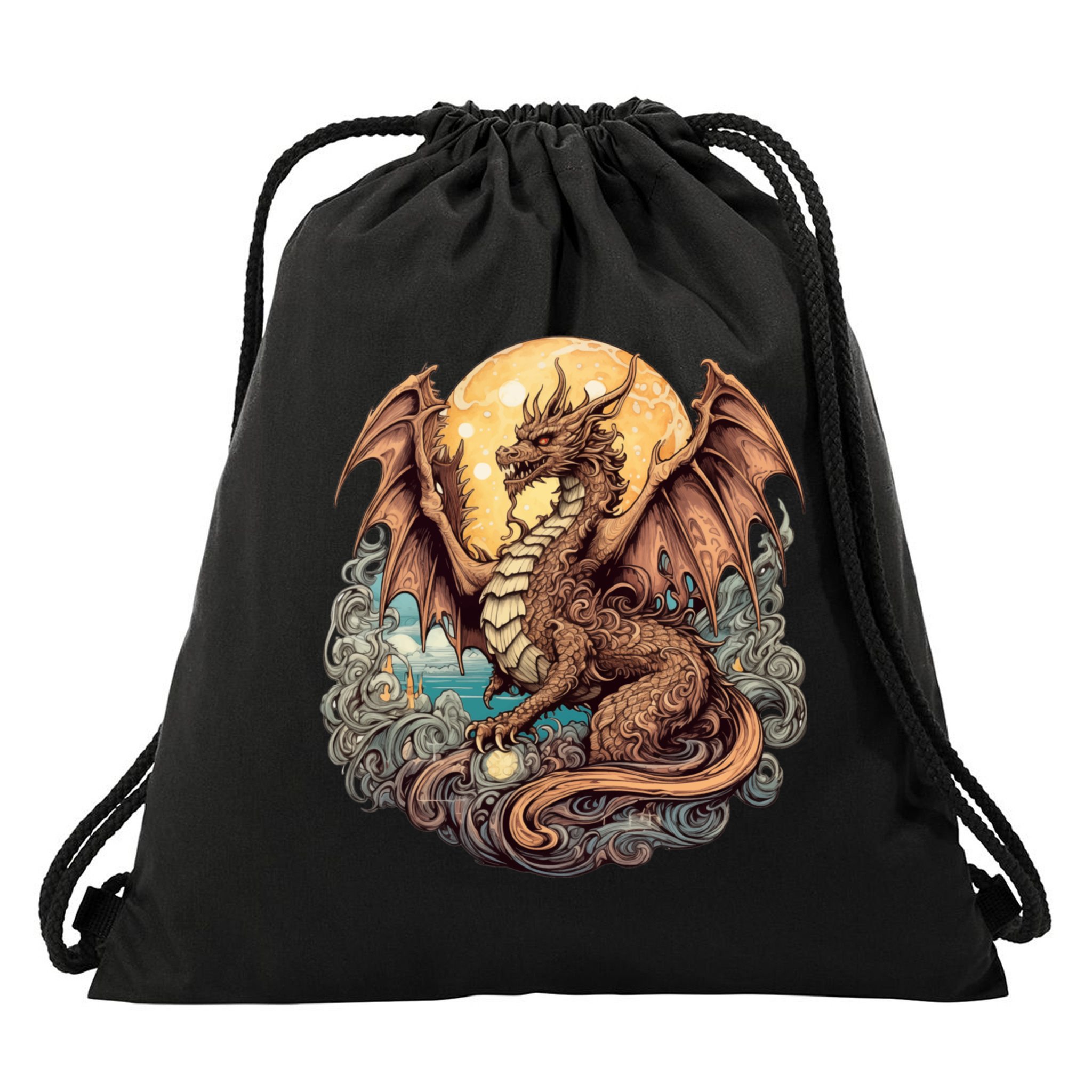 Beauty Of Art Nouveau Designs Enchanted Dragon Guardian Drawstring Bag