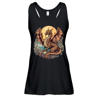 Beauty Of Art Nouveau Designs Enchanted Dragon Guardian Ladies Essential Flowy Tank