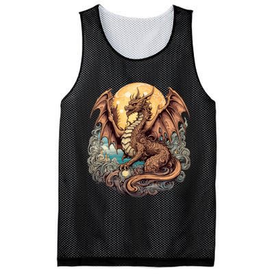Beauty Of Art Nouveau Designs Enchanted Dragon Guardian Mesh Reversible Basketball Jersey Tank