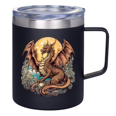 Beauty Of Art Nouveau Designs Enchanted Dragon Guardian 12oz Stainless Steel Coffee Mug
