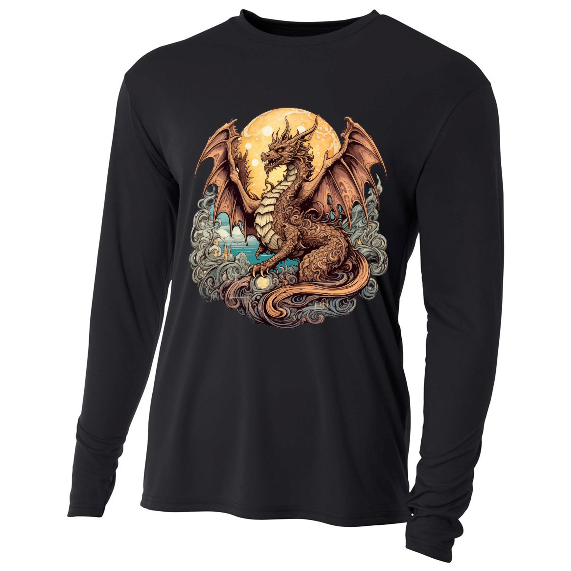 Beauty Of Art Nouveau Designs Enchanted Dragon Guardian Cooling Performance Long Sleeve Crew