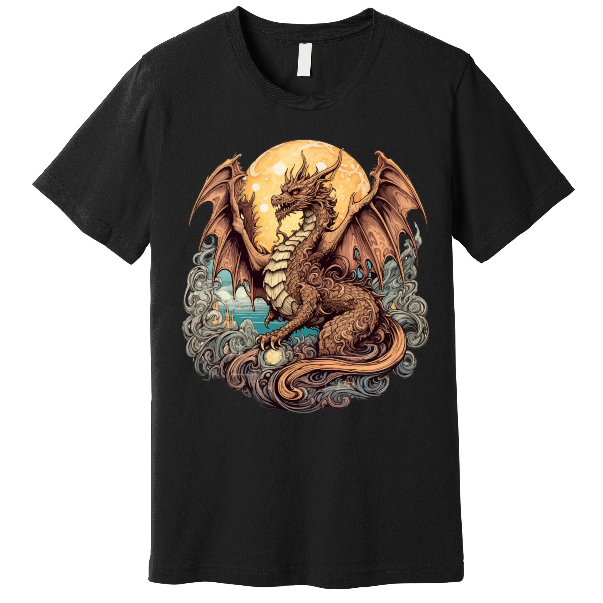 Beauty Of Art Nouveau Designs Enchanted Dragon Guardian Premium T-Shirt