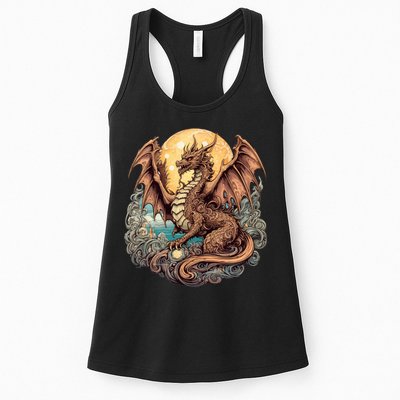Beauty Of Art Nouveau Designs Enchanted Dragon Guardian Womens Tank Top