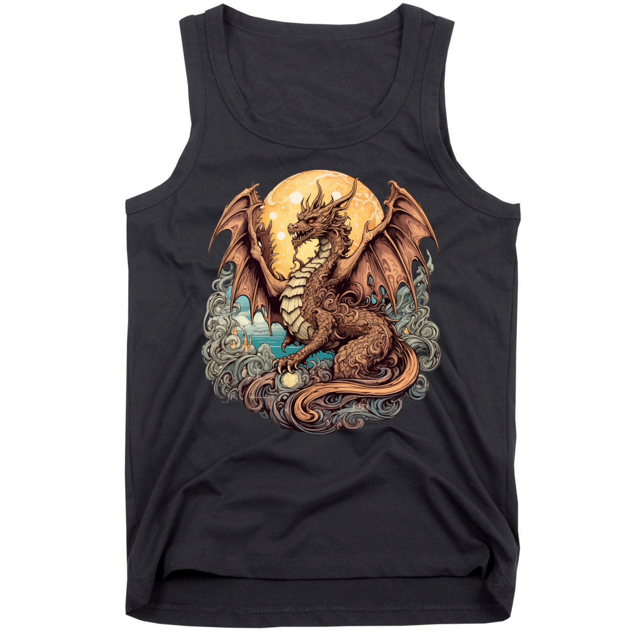 Beauty Of Art Nouveau Designs Enchanted Dragon Guardian Tank Top