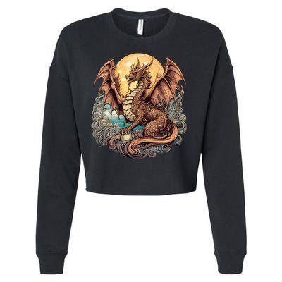 Beauty Of Art Nouveau Designs Enchanted Dragon Guardian Cropped Pullover Crew