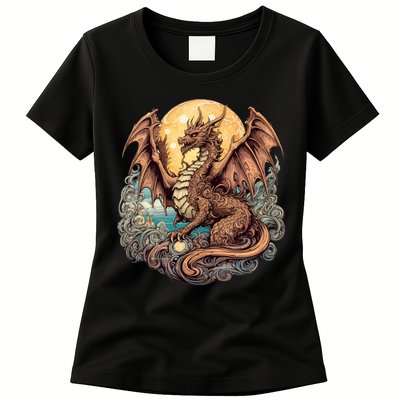 Beauty Of Art Nouveau Designs Enchanted Dragon Guardian Womens T-Shirt