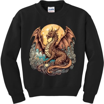 Beauty Of Art Nouveau Designs Enchanted Dragon Guardian Kids Sweatshirt