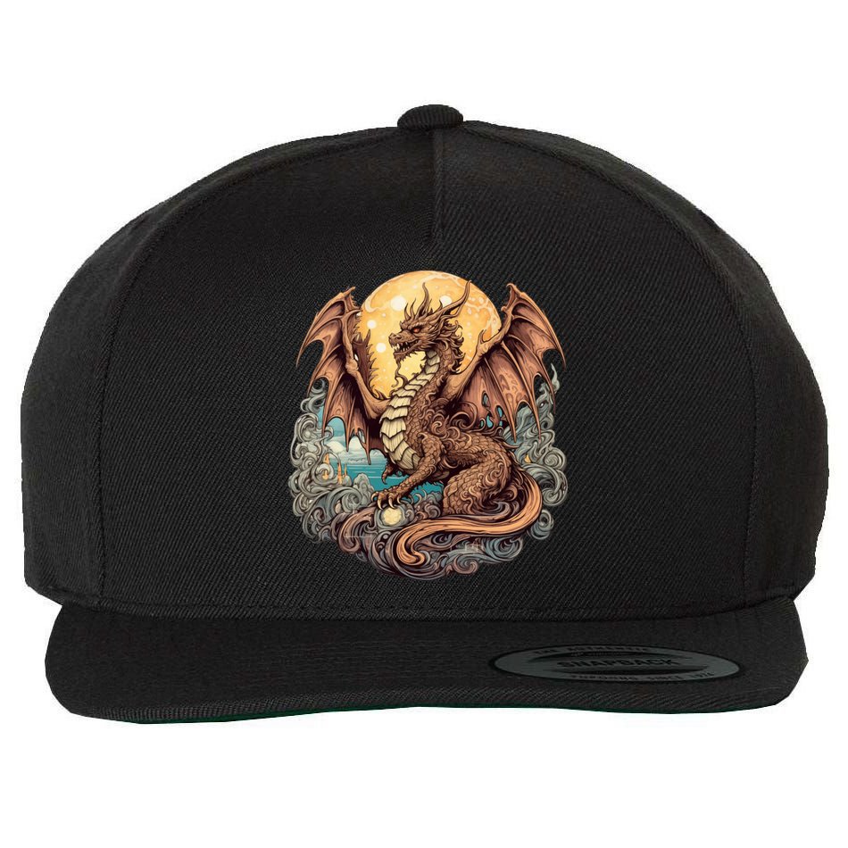 Beauty Of Art Nouveau Designs Enchanted Dragon Guardian Wool Snapback Cap