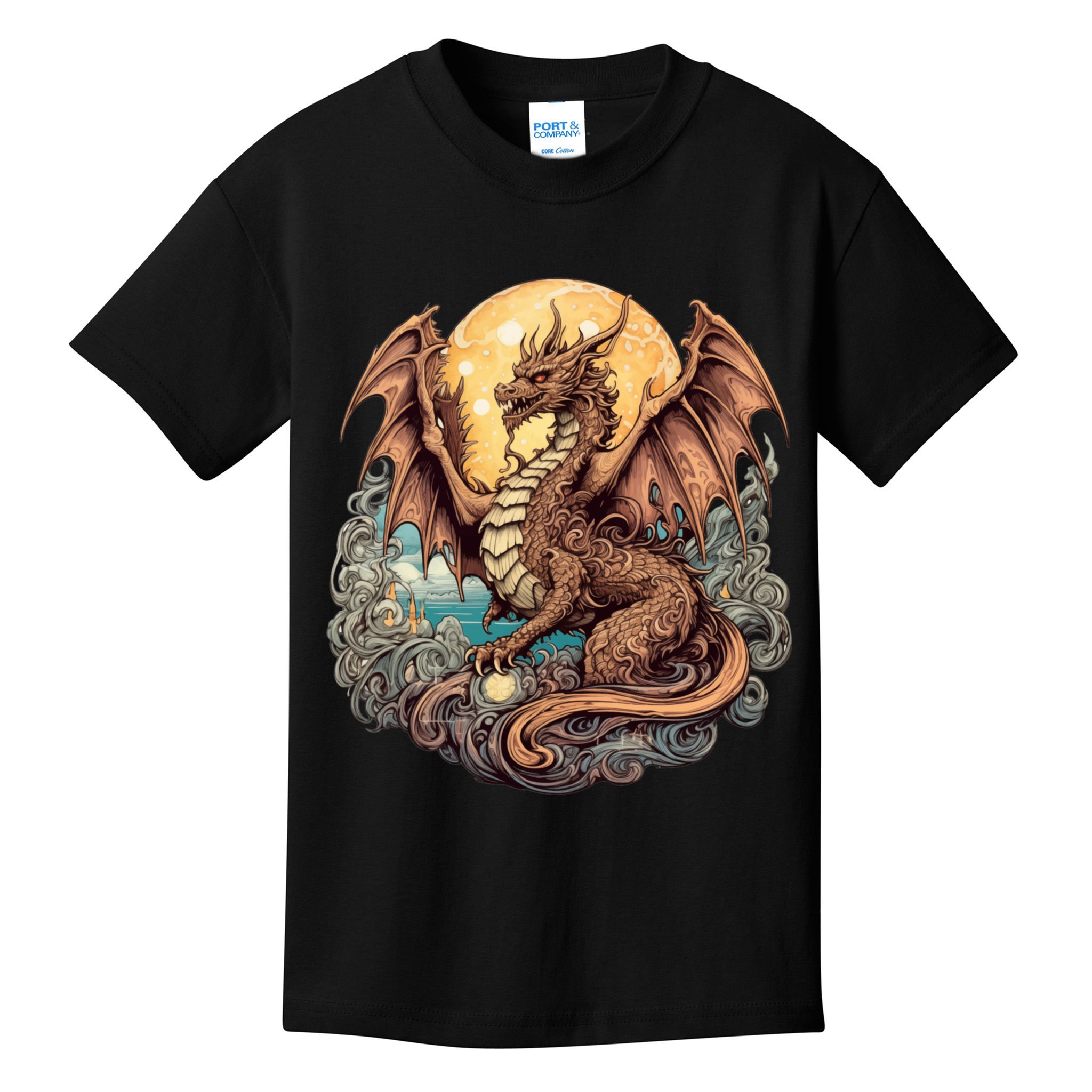 Beauty Of Art Nouveau Designs Enchanted Dragon Guardian Kids T-Shirt