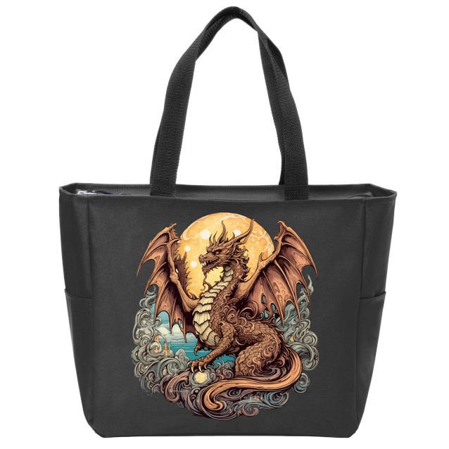 Beauty Of Art Nouveau Designs Enchanted Dragon Guardian Zip Tote Bag