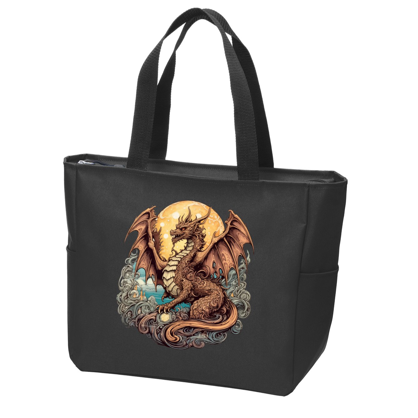 Beauty Of Art Nouveau Designs Enchanted Dragon Guardian Zip Tote Bag