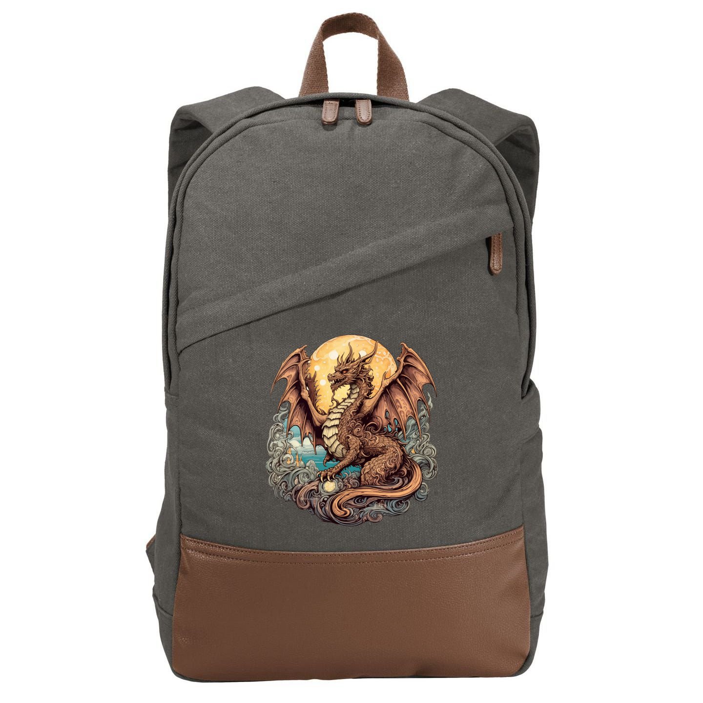 Beauty Of Art Nouveau Designs Enchanted Dragon Guardian Cotton Canvas Backpack