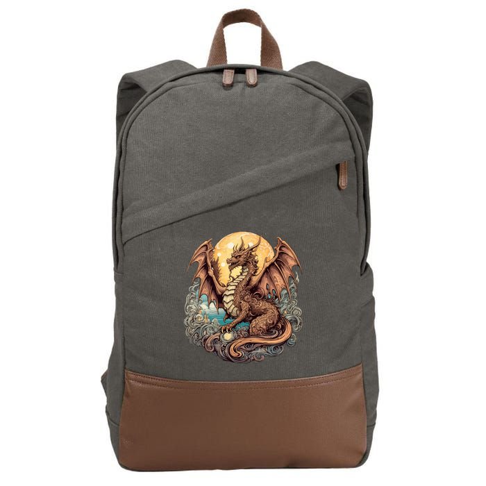 Beauty Of Art Nouveau Designs Enchanted Dragon Guardian Cotton Canvas Backpack
