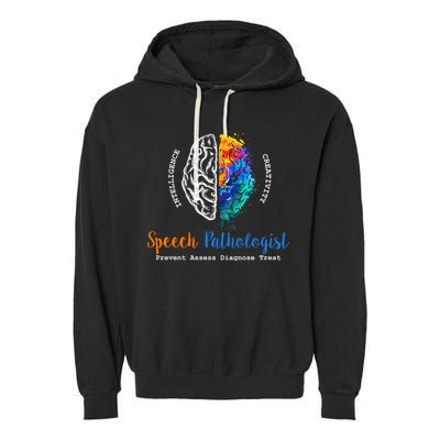 Brain Of A Speech Pathologist Speech Language Therapy Garment-Dyed Fleece Hoodie