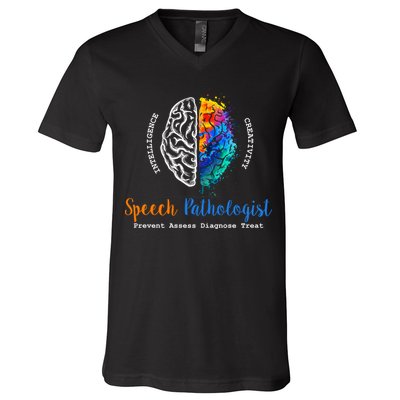 Brain Of A Speech Pathologist Speech Language Therapy V-Neck T-Shirt