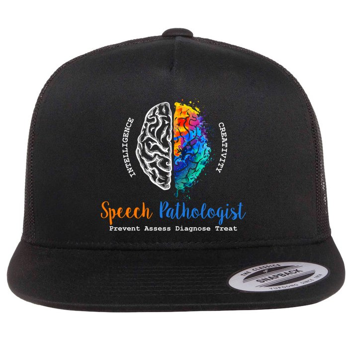 Brain Of A Speech Pathologist Speech Language Therapy Flat Bill Trucker Hat