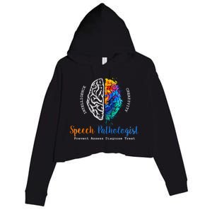 Brain Of A Speech Pathologist Speech Language Therapy Crop Fleece Hoodie