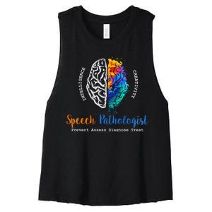 Brain Of A Speech Pathologist Speech Language Therapy Women's Racerback Cropped Tank