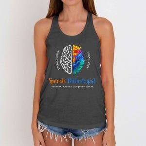 Brain Of A Speech Pathologist Speech Language Therapy Women's Knotted Racerback Tank