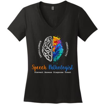 Brain Of A Speech Pathologist Speech Language Therapy Women's V-Neck T-Shirt