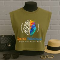 Brain Of A Speech Pathologist Speech Language Therapy Garment-Dyed Women's Muscle Tee