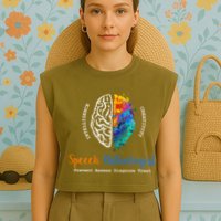 Brain Of A Speech Pathologist Speech Language Therapy Garment-Dyed Women's Muscle Tee