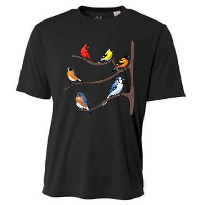 Birds On A Branch Birding Birdwatching Birder Bird Watcher Cooling Performance Crew T-Shirt