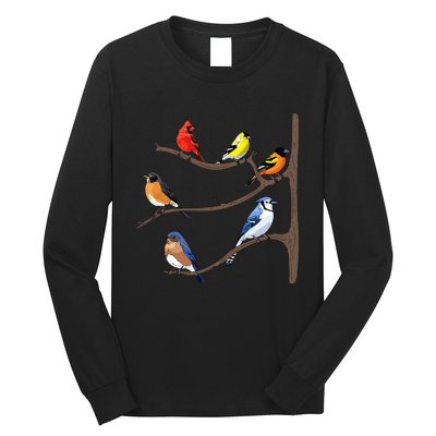 Birds On A Branch Birding Birdwatching Birder Bird Watcher Long Sleeve Shirt