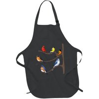Birds On A Branch Birding Birdwatching Birder Bird Watcher Full-Length Apron With Pockets