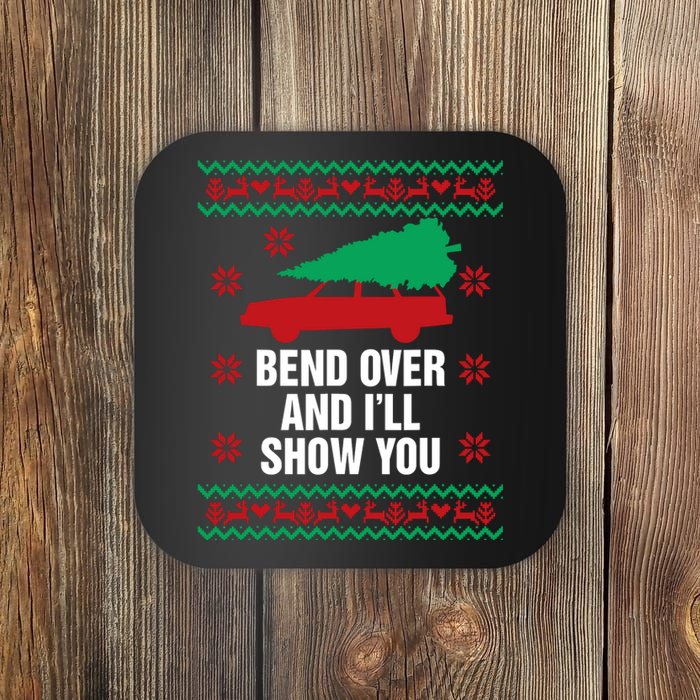 Bend Over And ILl Show You Christmas Couple Matching Family Coaster