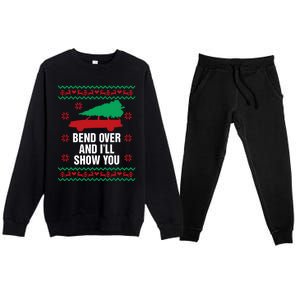 Bend Over And ILl Show You Christmas Couple Matching Family Premium Crewneck Sweatsuit Set