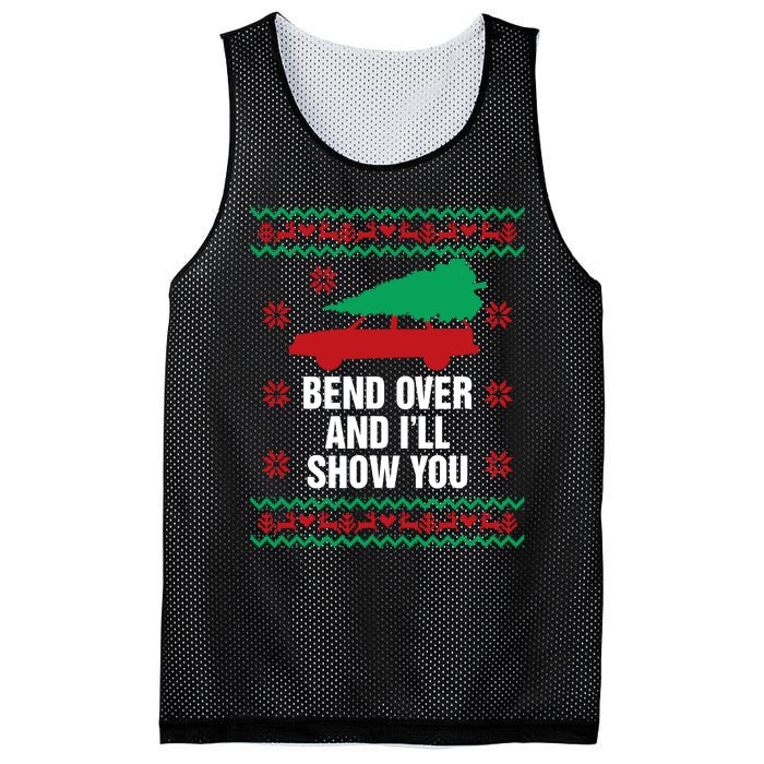 Bend Over And ILl Show You Christmas Couple Matching Family Mesh Reversible Basketball Jersey Tank