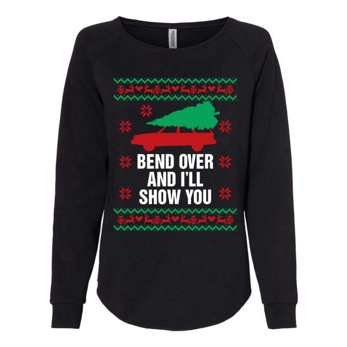 Bend Over And ILl Show You Christmas Couple Matching Family Womens California Wash Sweatshirt