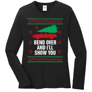 Bend Over And ILl Show You Christmas Couple Matching Family Ladies Long Sleeve Shirt