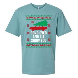 Bend Over And ILl Show You Christmas Couple Matching Family Sueded Cloud Jersey T-Shirt