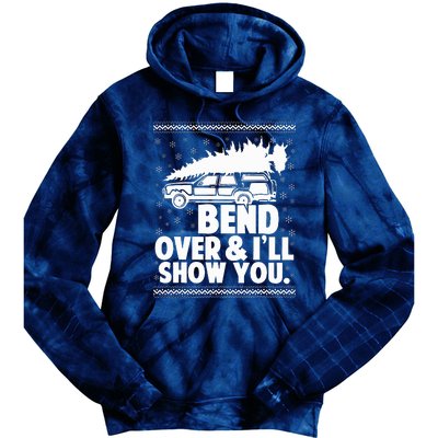 Bend Over And Ill Show You Funny Merry Christmas Tree Tie Dye Hoodie