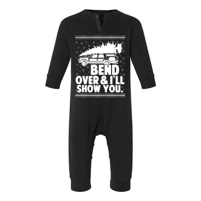 Bend Over And Ill Show You Funny Merry Christmas Tree Women Infant Fleece One Piece