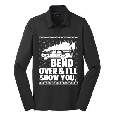 Bend Over And Ill Show You Funny Merry Christmas Tree Women Silk Touch Performance Long Sleeve Polo