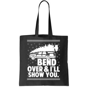 Bend Over And Ill Show You Funny Merry Christmas Tree Women Tote Bag