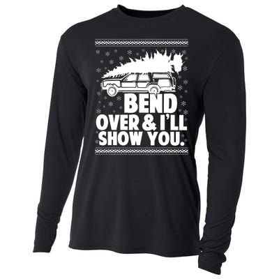 Bend Over And Ill Show You Funny Merry Christmas Tree Women Cooling Performance Long Sleeve Crew